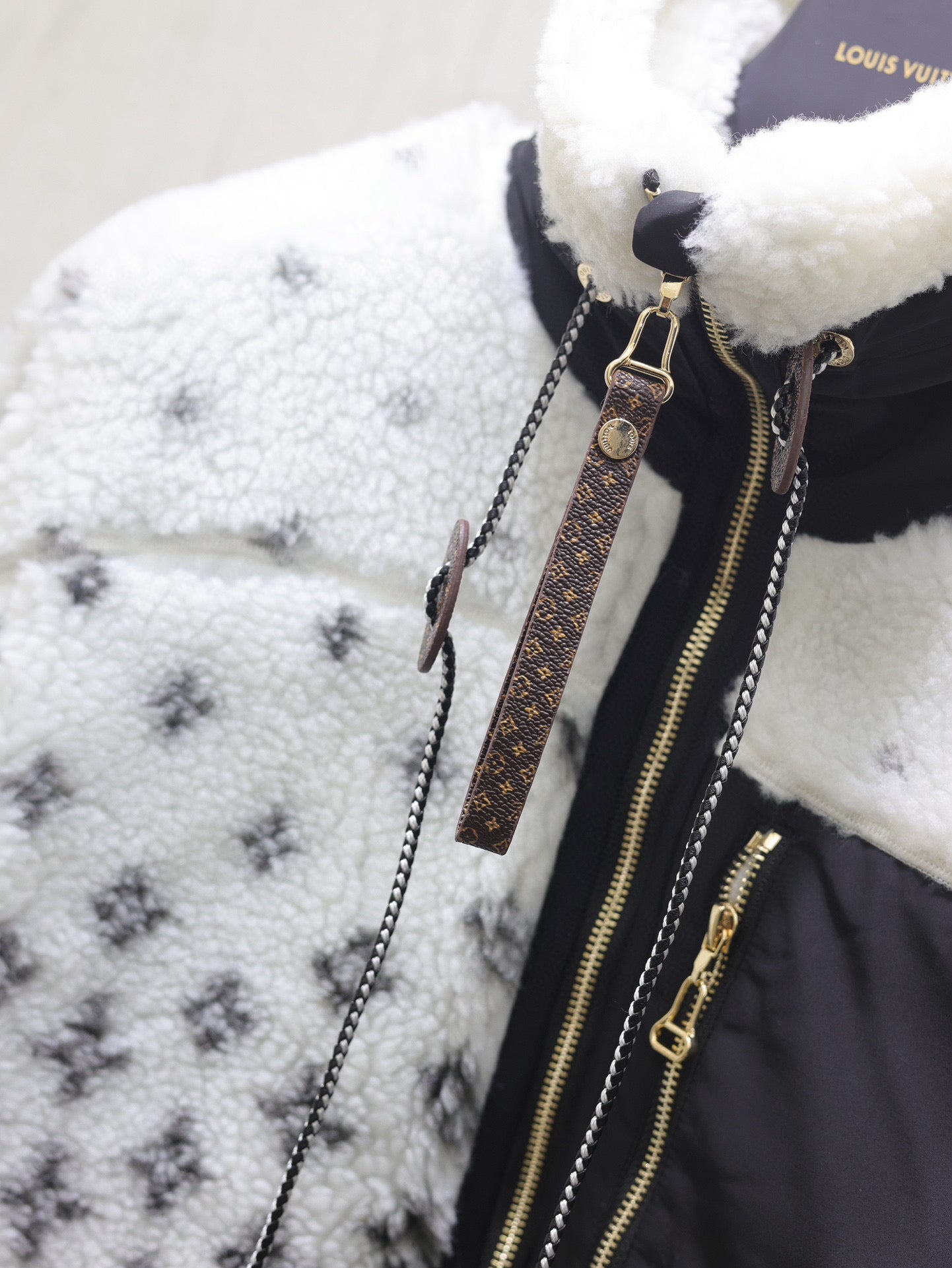 LV 24Fw Gradient logo printed stand-up collar fleece jacket of the ski series
