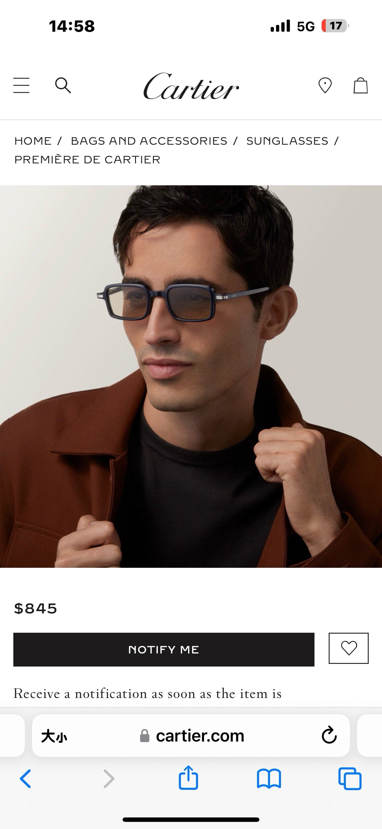 𝑪𝒂𝒓𝒕𝒊𝒆𝒓 Première
MOD：CT0539S
size：49□22-145