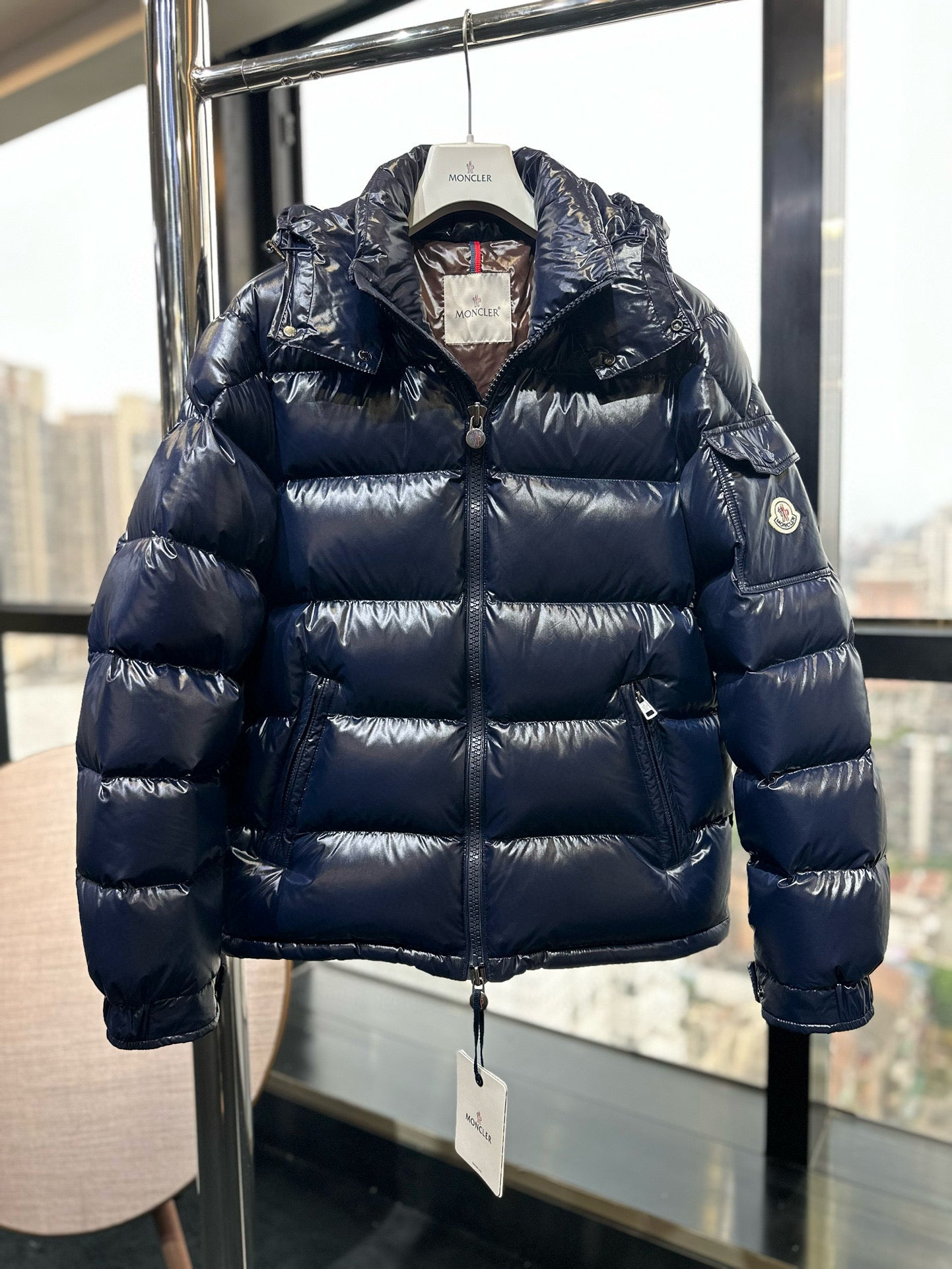 MONCLER MEN HOODED SHORT DOWN JACKET