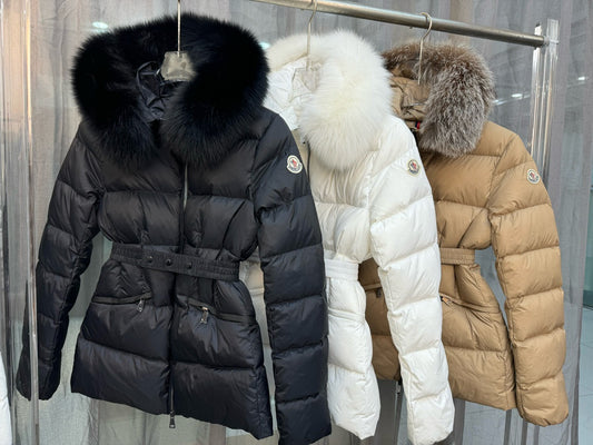 Moncler BOED BLACK HOODED SHEARLING SHORT DOWN JACKET