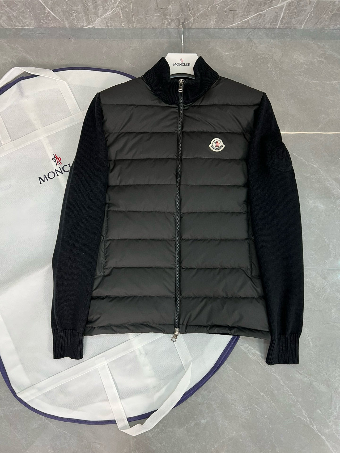 MONCLER PADDED COTTON ZIP-UP CARDIGAN