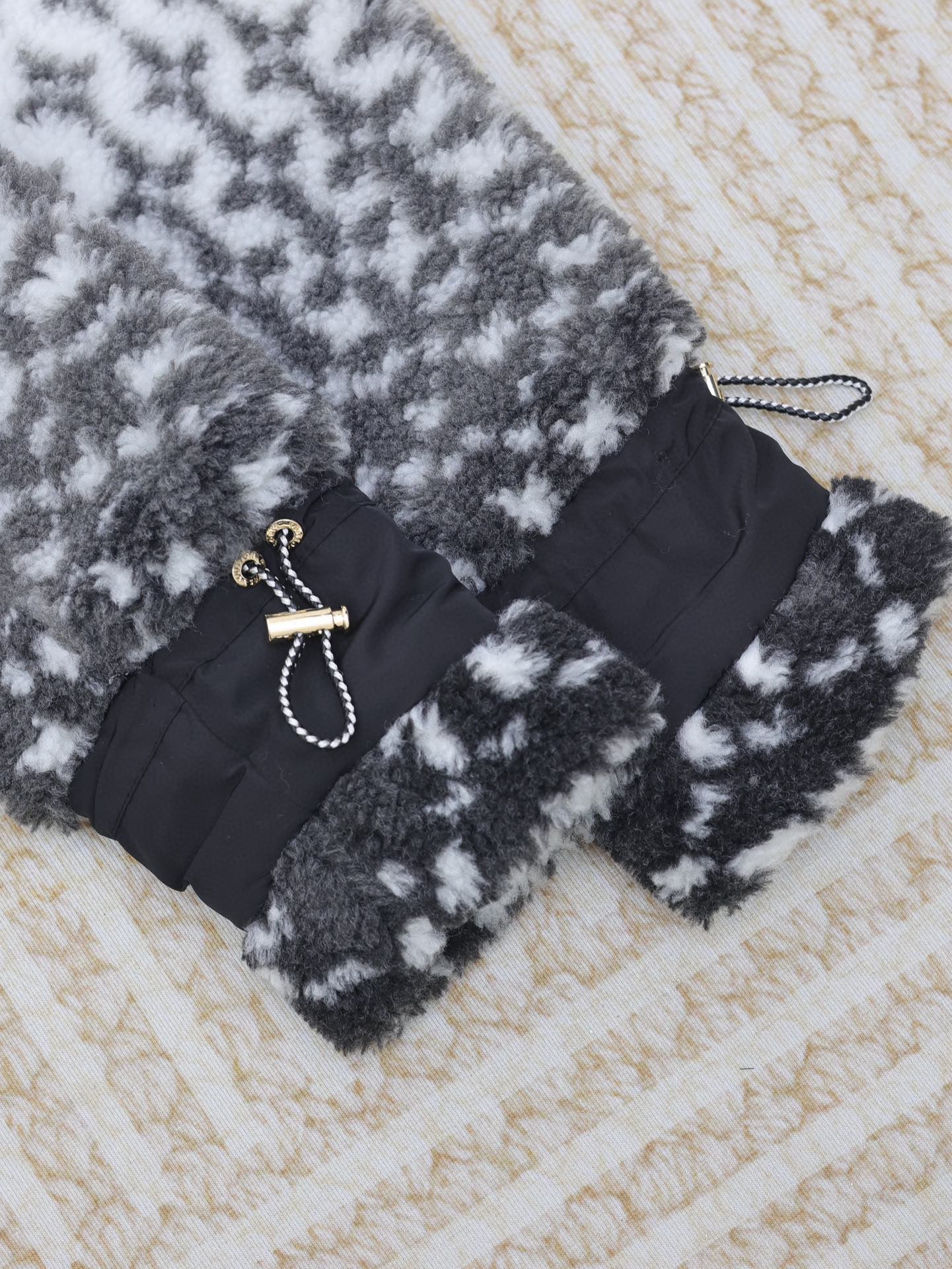 LV 24Fw Gradient logo printed stand-up collar fleece jacket of the ski series
